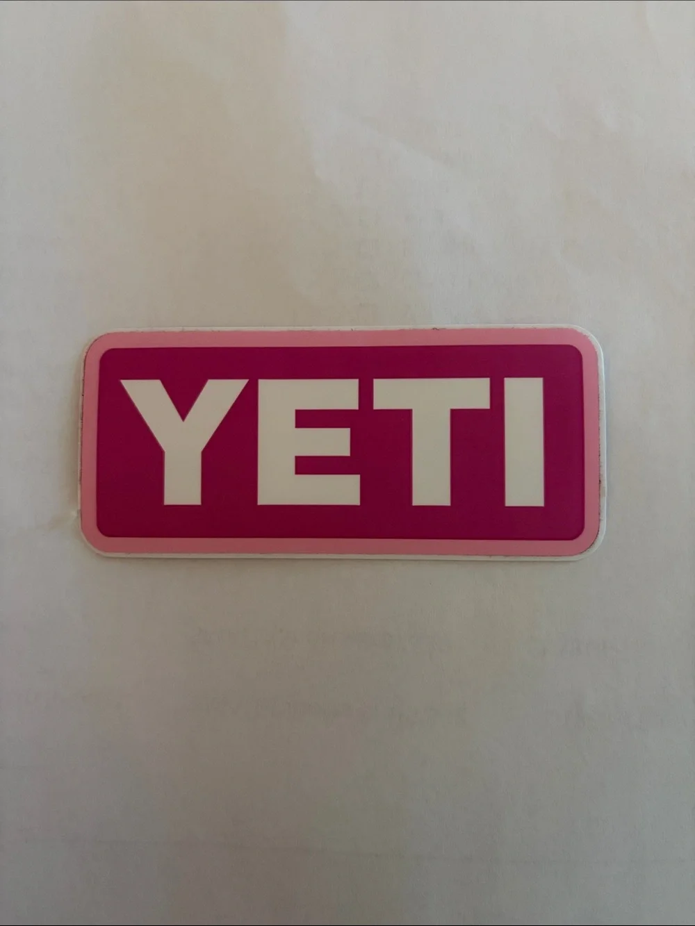 Yeti Pink Rectangle Logo Sticker - White Lettering - RARE
